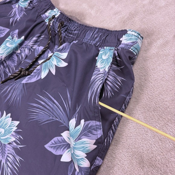 Hurley Mens XL Blue Floral Swim Trunks Compression Liner Board Shorts Resort - Picture 6 of 13